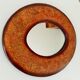 Vintage oval mirror in wood and leather from the 70s/80s 36.5*29.5