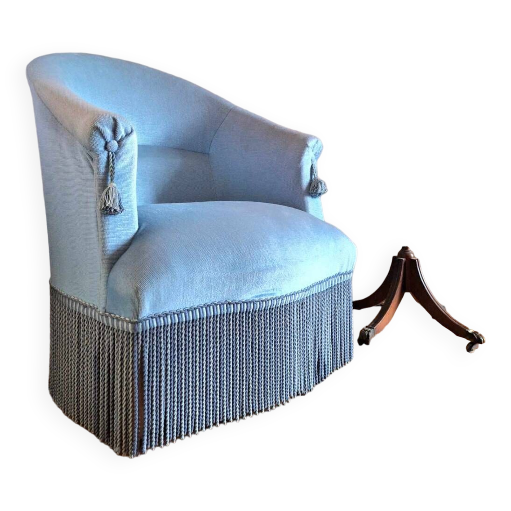Fauteuil crapaud vintage, meuble siège Napoleon III ancien