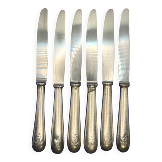 Set of 6 small silver-plated Navy knives from Christofle