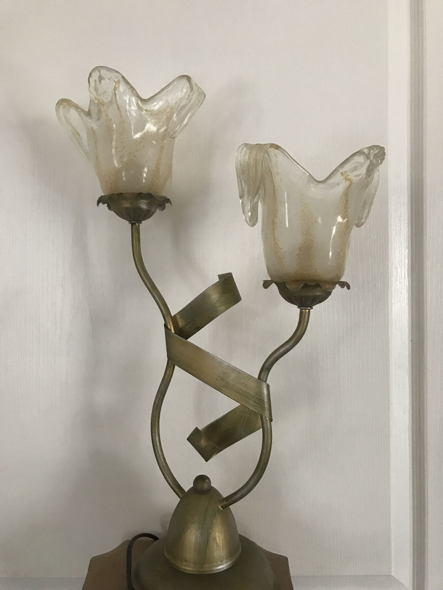 Lamp salerno 2 rods metal finish tulips in blown glass 52,5 cm