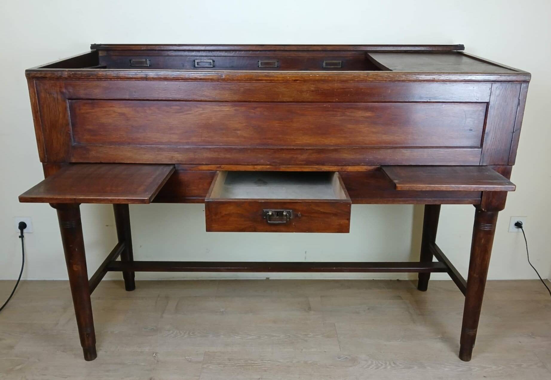 Very rare Napoleon III period system desk in solid oak circa 1850 stamped Stolzenberg