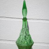 Italian empoli glass bottle, Italian carafe, Italian genie carafe, green glass, interior decoration
