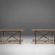 Industrial side table with metal frame and wooden top and removable platform, Belgium, 1920