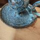 Pair of speckled glazed ceramic candle holders rat of the cellar
