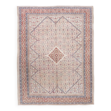 Tapis persan vintage en laine, noué à la main, design floral géométrique, 297x385 cm