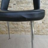 Pair of office chairs in chromed metal and skaï, 60s