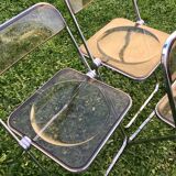 4 Plia smoked chairs by Giancarlo Piretti patent anonima castelli Italy