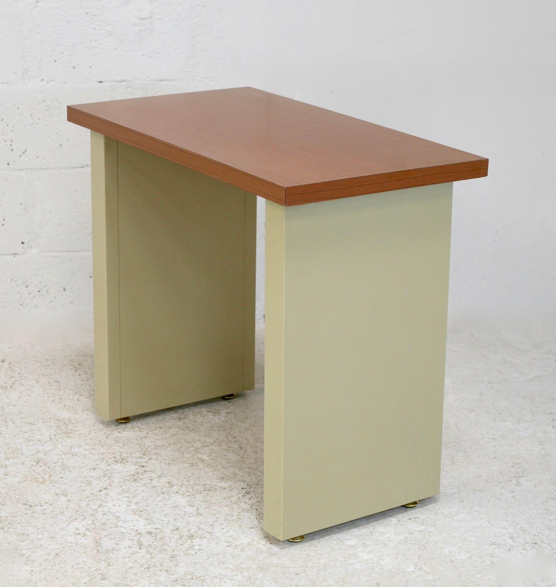 Minimalist desk, lacquered steel, formica top. France, circa 1970
