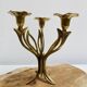 3-armed candlestick, brass flower bouquet