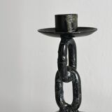 Black forged metal candle holder