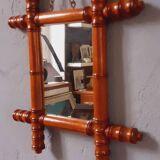 Miroir fin XIX ème vers 1900 en hêtre forme bambou