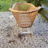 Wicker cradle on wheels, late 19th century