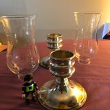 Pair of glass photophore and silver metal foot