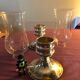 Pair of glass photophore and silver metal foot