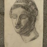 Antique academic drawing by Berger dit Lheureux Biloul charcoal 20th century