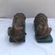 Pair old greenhouse books lions terracotta painted vintage decoration