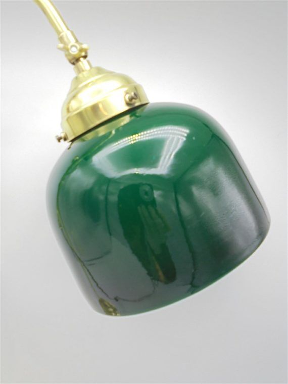 Green and brass opaline lamp