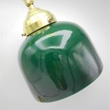 Green and brass opaline lamp