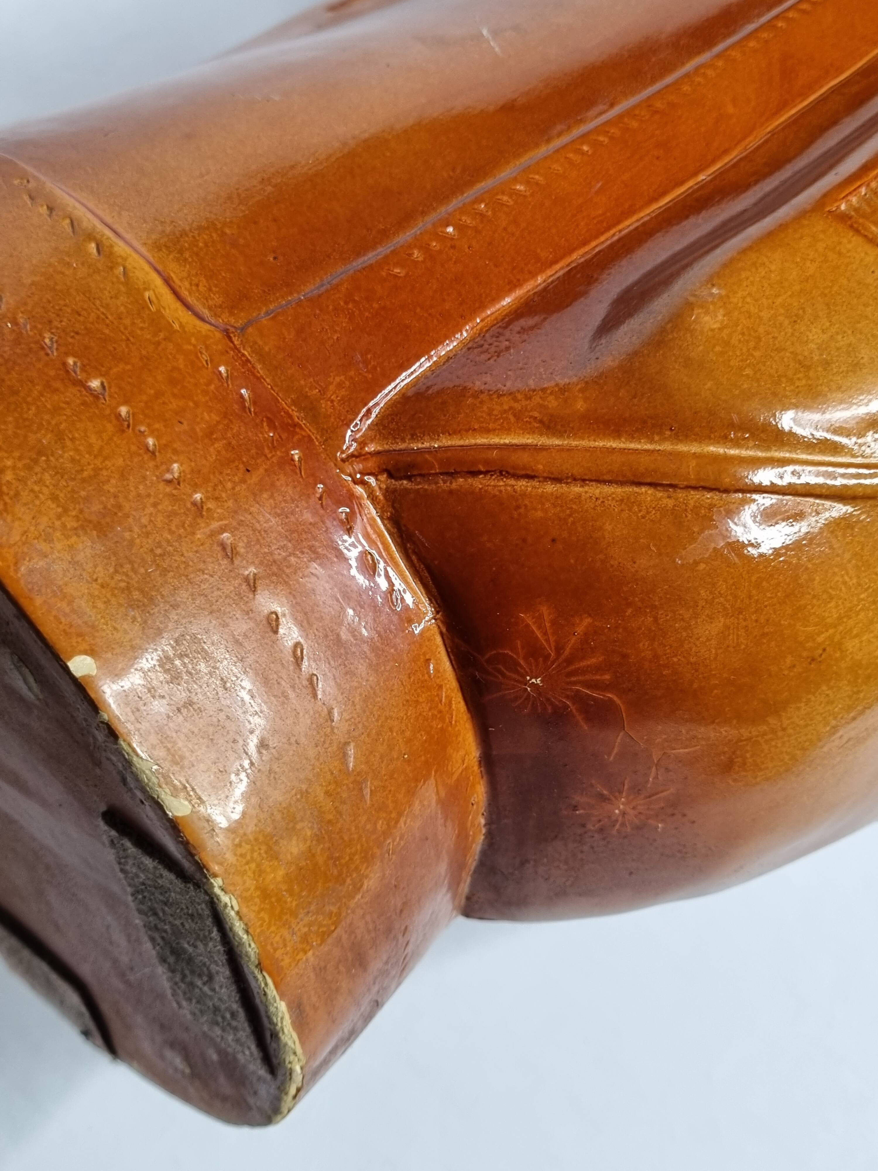 Vintage sculptural umbrella stand golf bag imitation leather 70s 65 cm