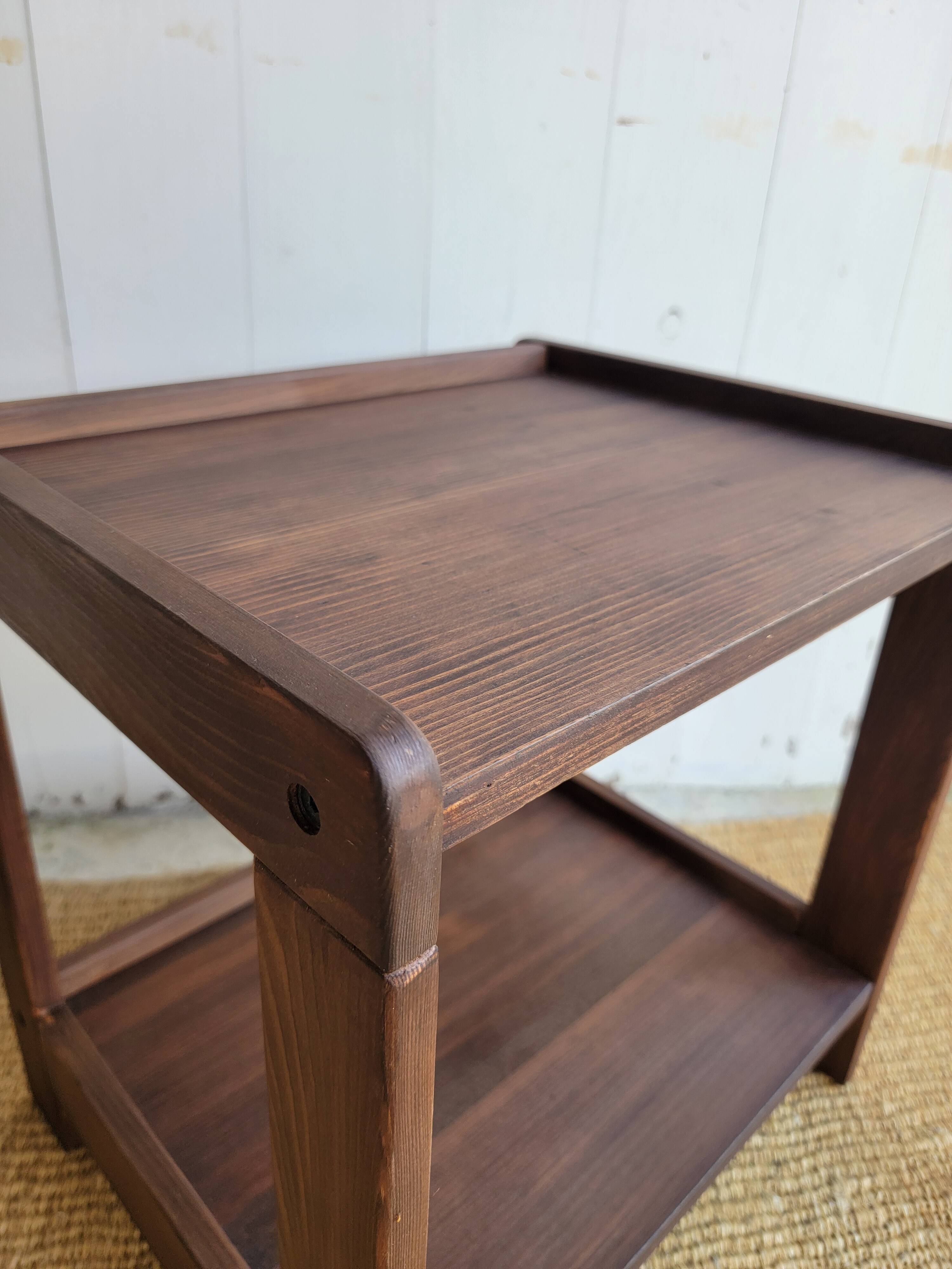 Dark wood bedside table - mid-century modern style