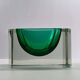 1960s Rare Rectangular Uranium Multifaceted Ashtray in Murano Glass