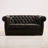 Chesterfield-style leather sofa set, set of 3