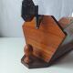 Vintage Art Deco magazine rack wood glass engraved storage furniture