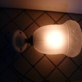 Art Deco porcelain tulip wall lamp in molded glass with flower decoration