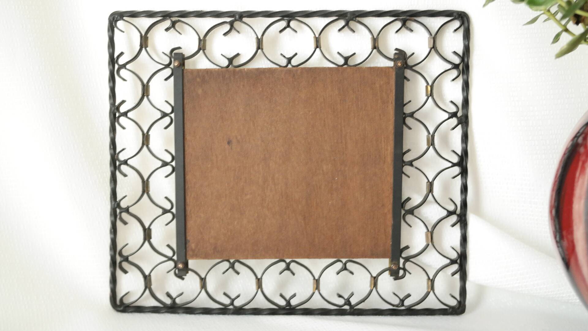 Miroir en fer forgé et laiton vintage 50/60