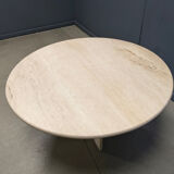 Round Italian travertine dining table 1970s