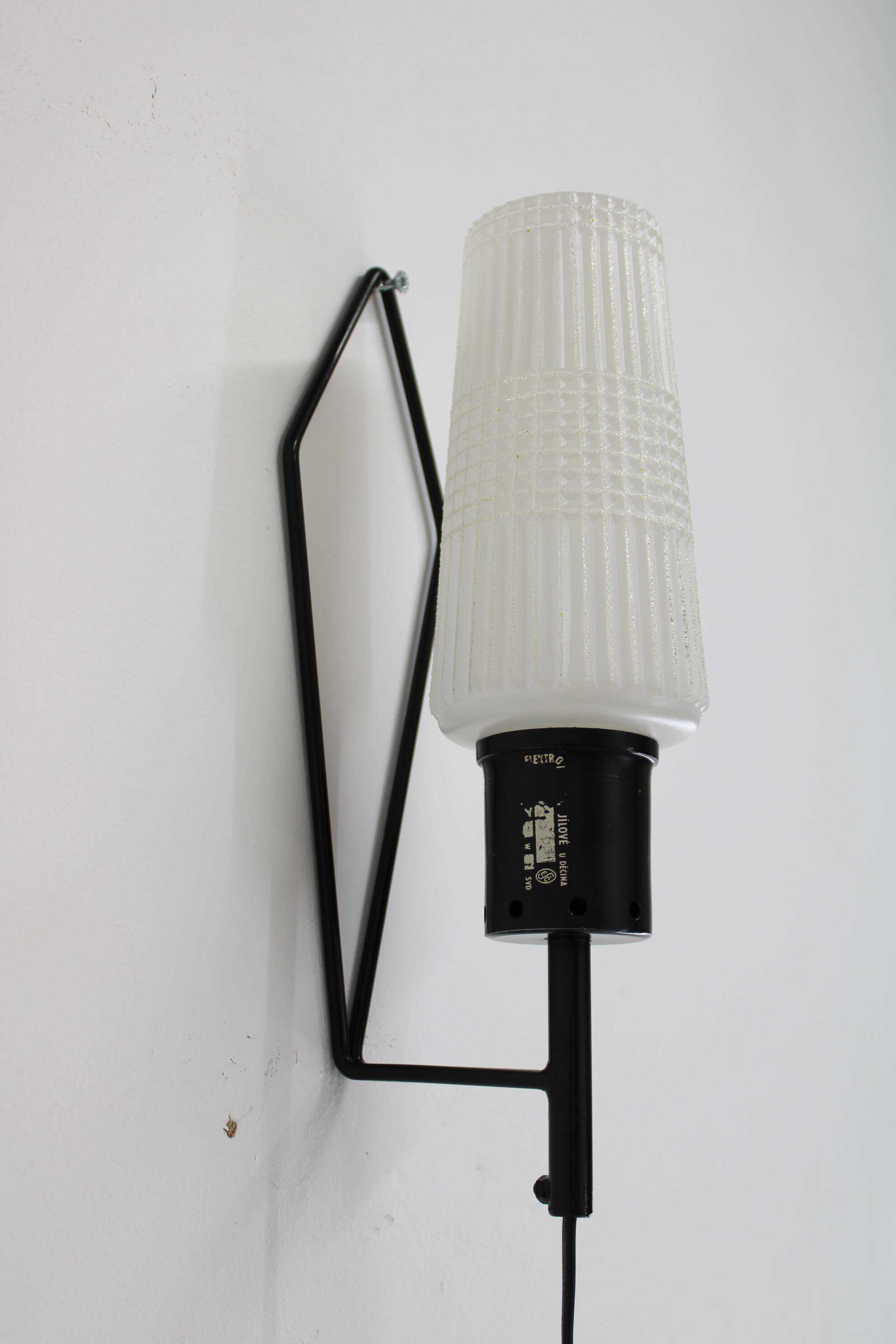1970s Glass Wall Light , Czechoslovakia