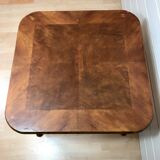 Coffee table "chippendale" Marquetry and rattan