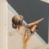 Seated woman painting