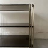 Hi-fi or TV cabinet in wired metal & smoked glass in the Sauze style, 1970