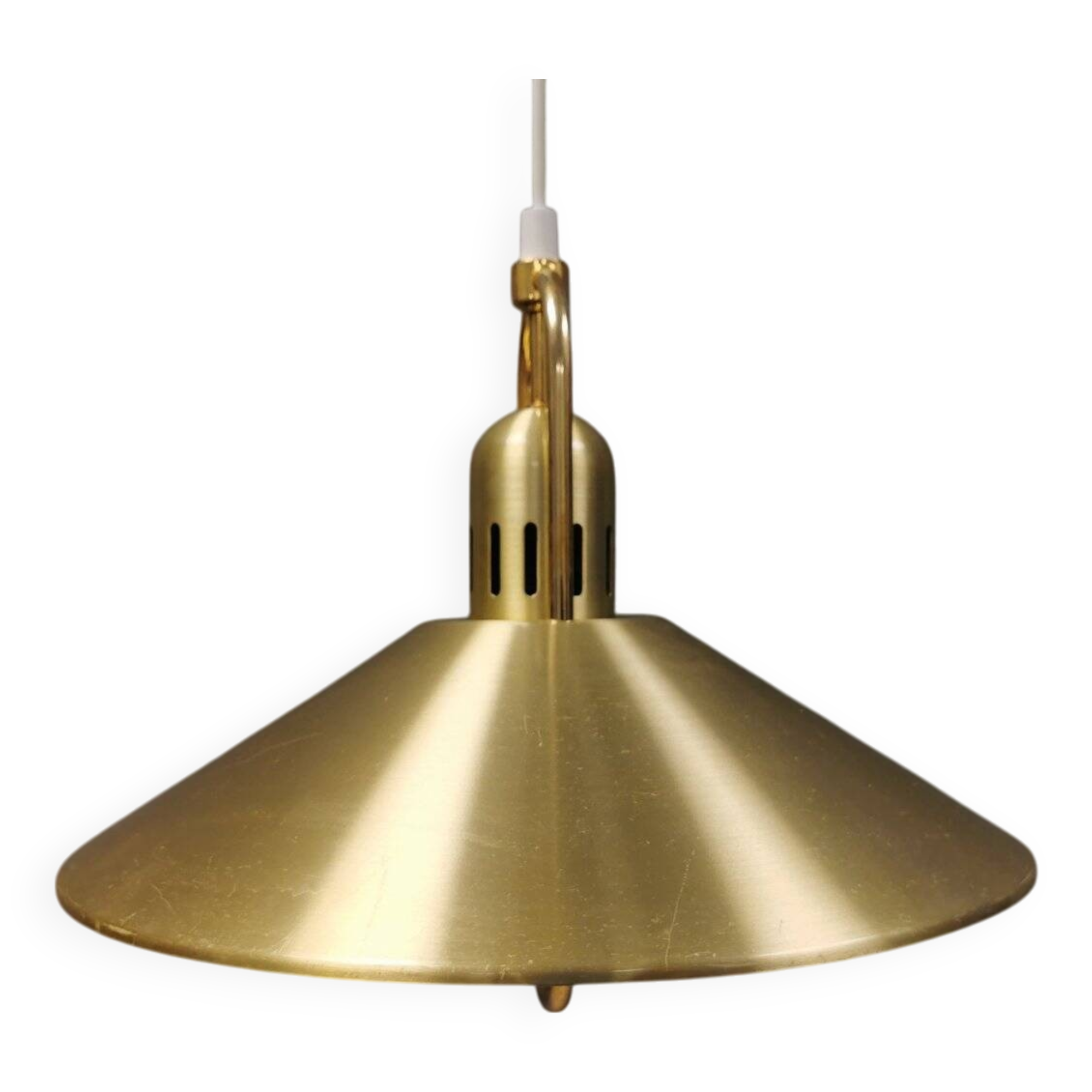 Brass-colored aluminum pendant lamp from Swedish Belid 1980s.