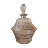 Ancienne carafe à liqueur verre soufflé, fil d'argent