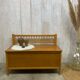 Wooden and wicker box/bench