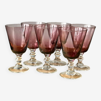 Lot de 6 verres à vin colorés soufflés bouche