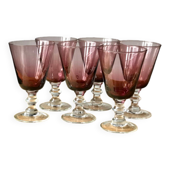 Set of 6 colored mouth-blown wine glasses