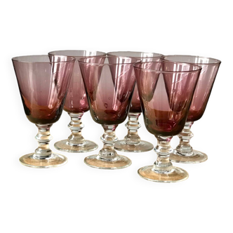 Lot de 6 verres à vin colorés soufflés bouche