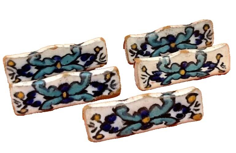 1920s-1940s 5 Tunisian Ceramic Knife Rests Nabeul