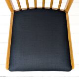 Chaise vintage Mid-Century à barreaux en bois massif avec assise à ressorts