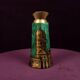 Aldo Tura Mod. 968D Hand-Decorated Green Goatskin Parchment Thermos Italy 1960