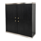 Black ash and steel bar cabinet, 1970s