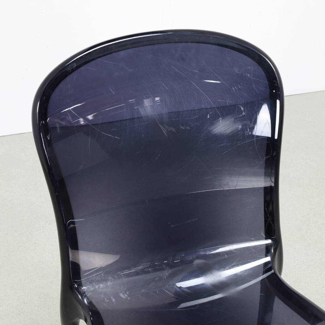 4x Dining Chair in Smoked Plexiglass, 2000s
