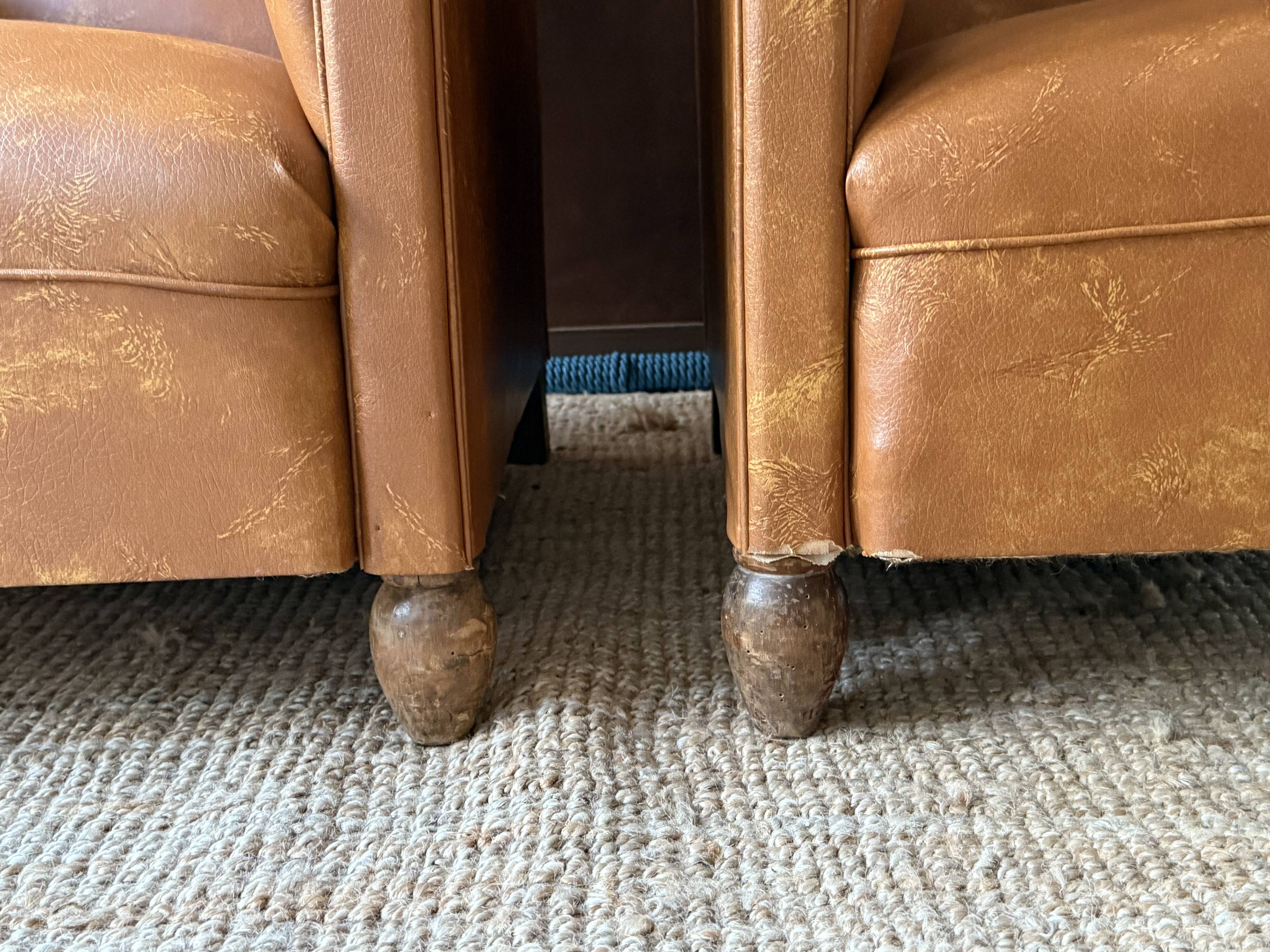 Pair of Club Armchairs in Imitation Leather