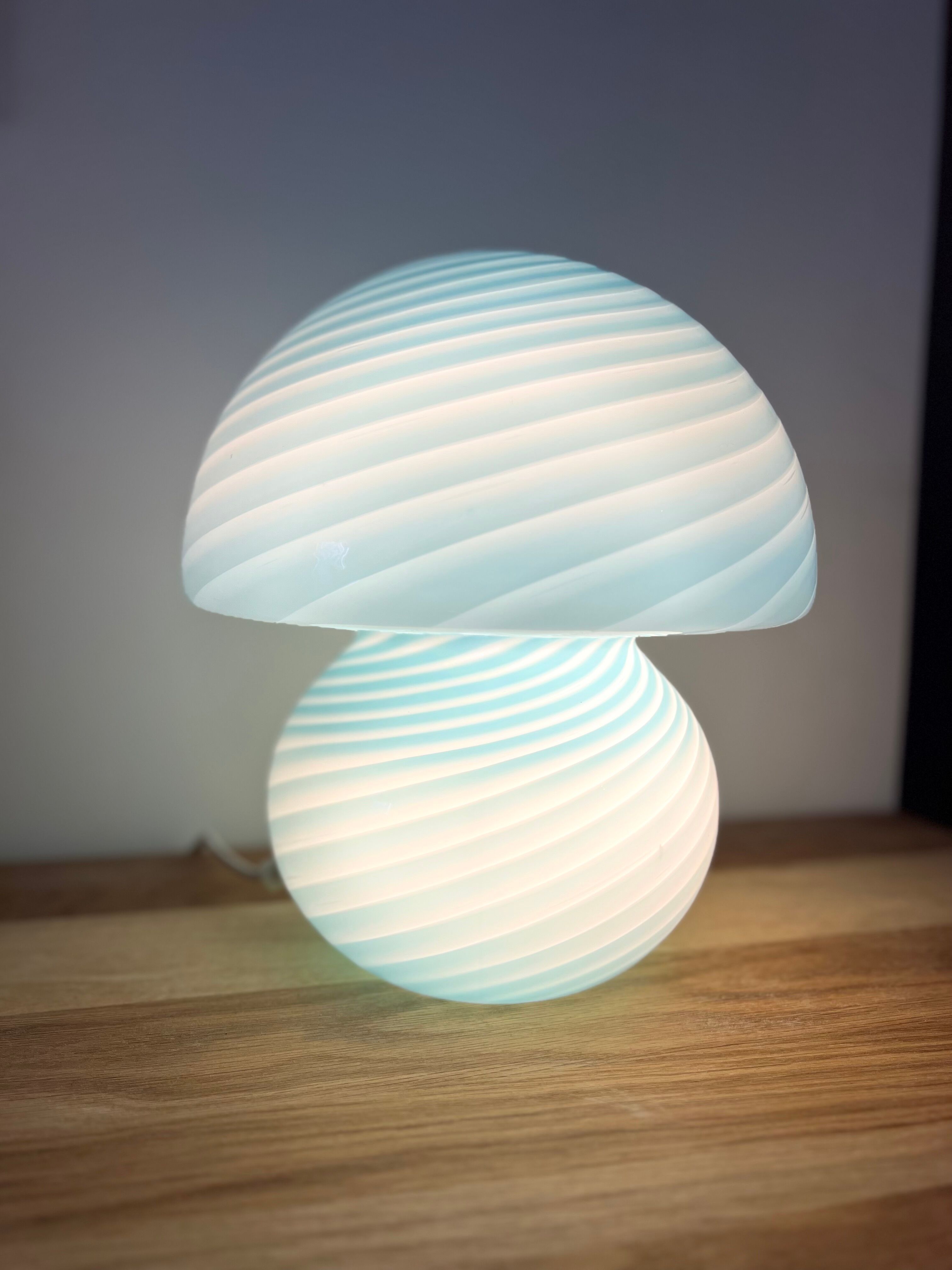 Mushroom lamp whirlpool blue Murano glass