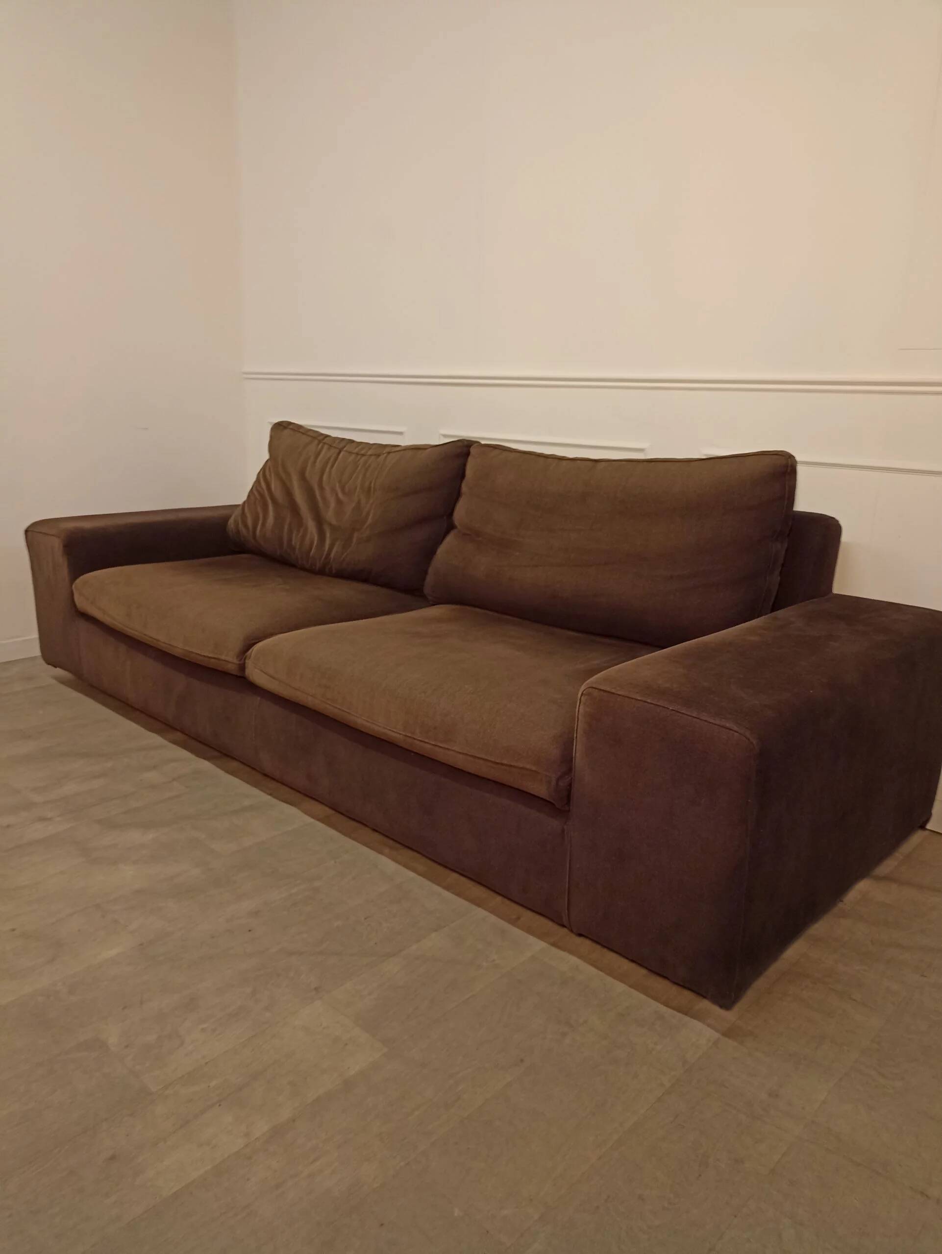 Large brown fabric sofa, excellent quality