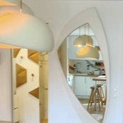 Space Age XXL lacquered wood mirror, France 1970s