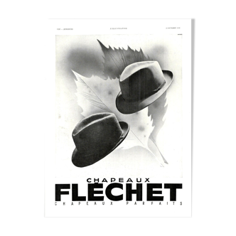 Affiche vintage années 30 Chapeau Fléchet